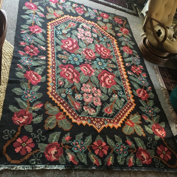 Authentic Moldavian Bessarabian Rose kilim rug handmade wool flatweave 6x 9 ft - Picture 1 of 9